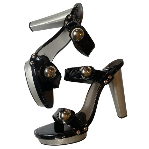 Vintage 90s Stuart Weitzman Smoky Lucite Platform Sandals Size 7.5 - Picture 5 of 10